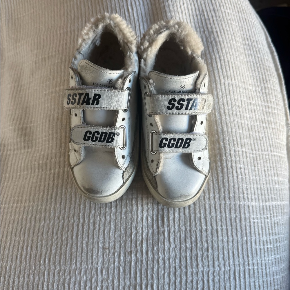 Golden Goose White Kids Sneakers with Faux Fur